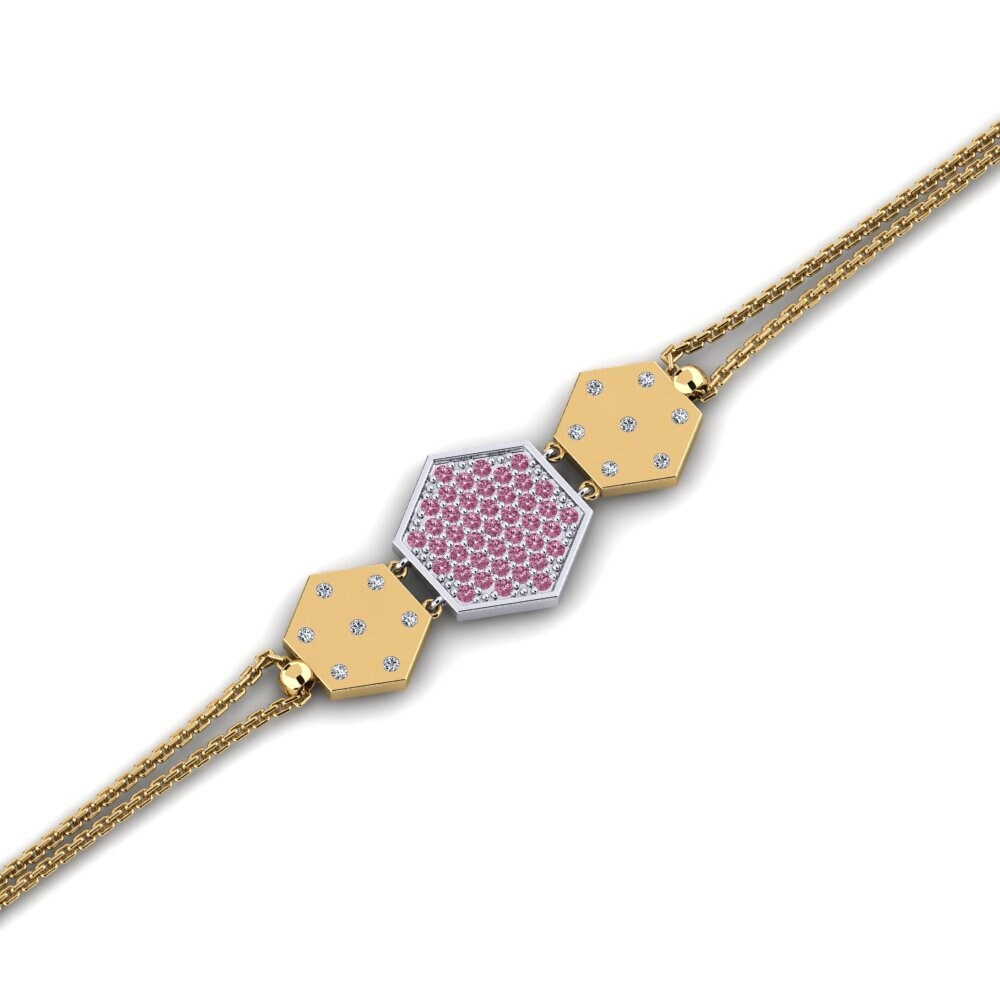 9ct Yellow & White Gold Rhodolite Garnet Women's Bracelet Lanta
