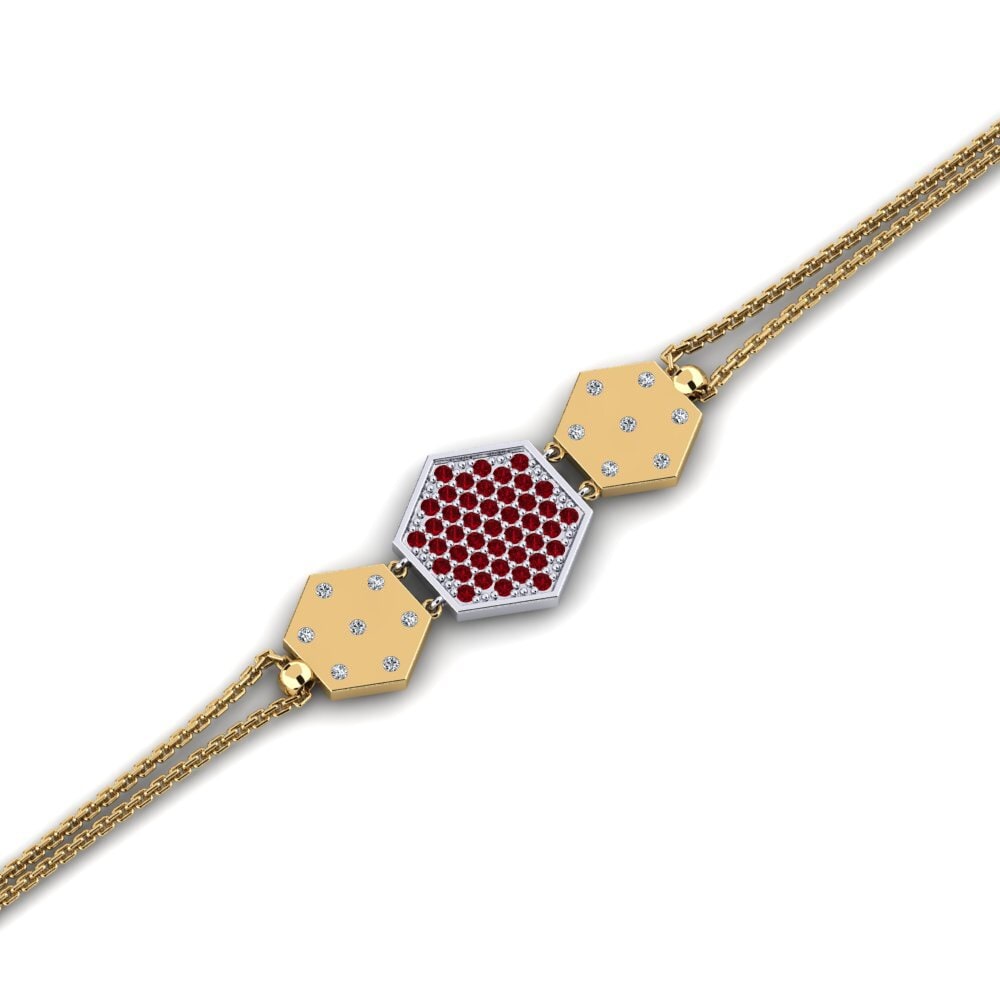 18K Yellow & White Gold Red Zirconia Bracelet Lanta