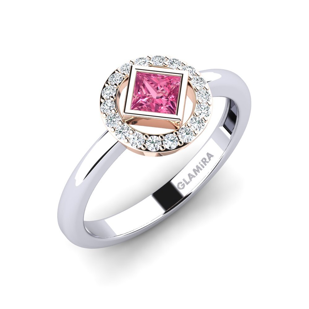 14ct White & Rose Gold Pink Tourmaline Engagement Ring Lantifices