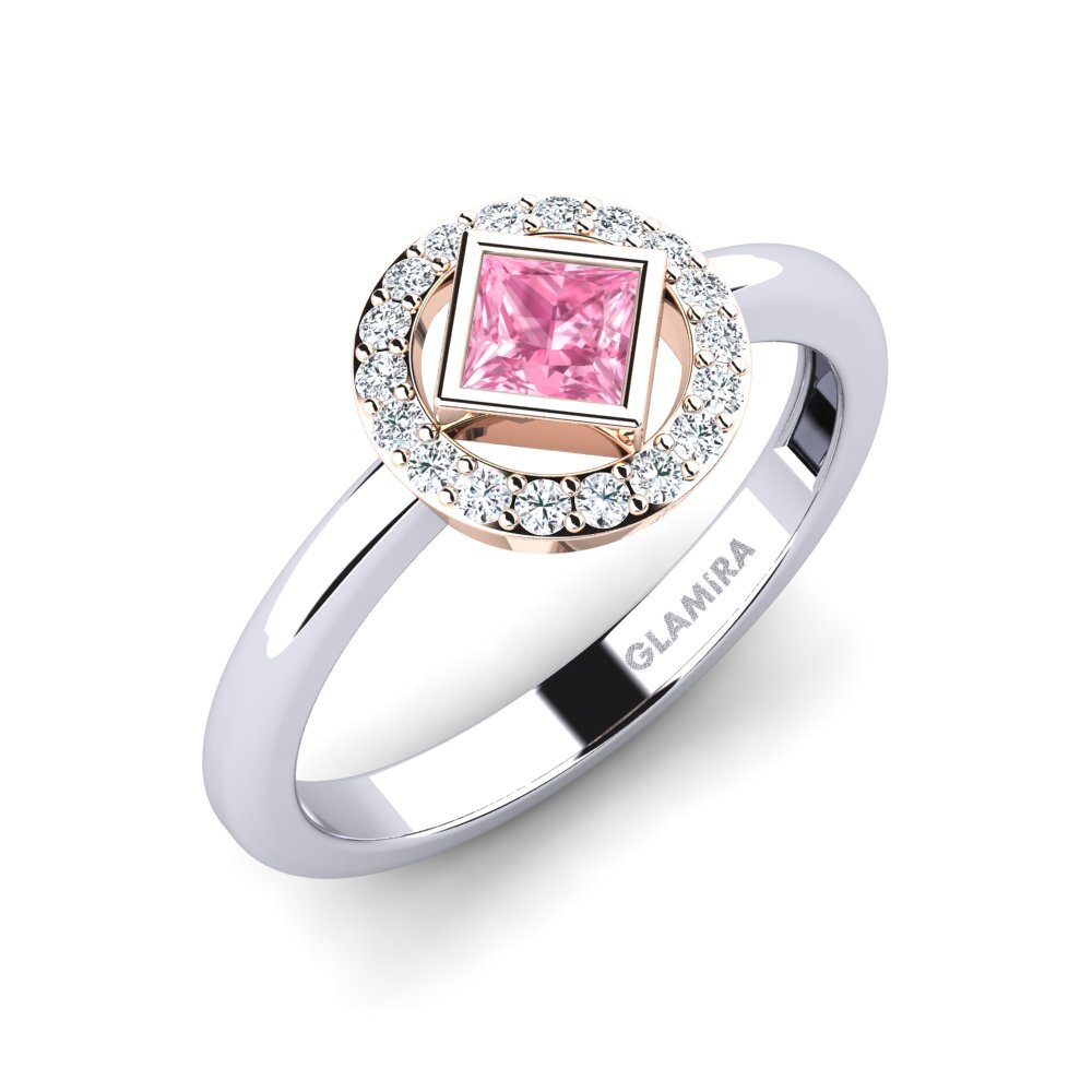18ct White & Rose Gold Pink Sapphire Engagement Ring Lantifices
