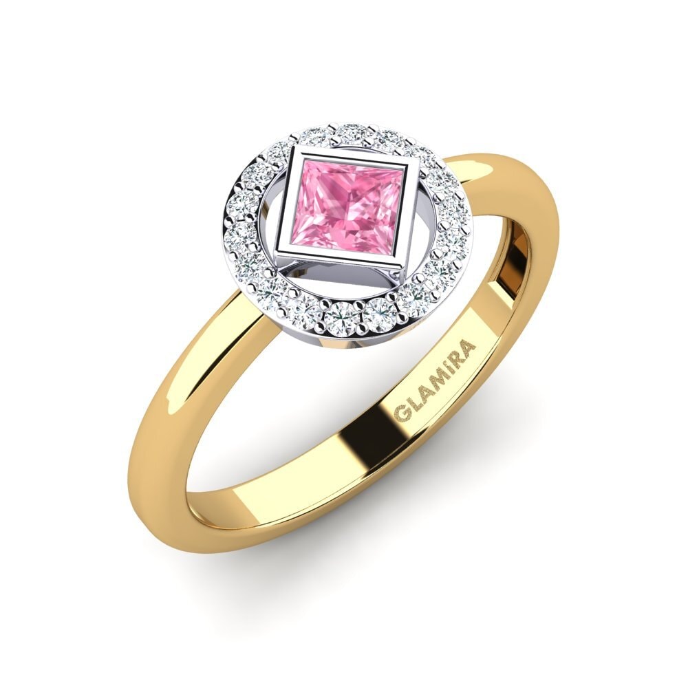 14ct Yellow & White Gold Pink Sapphire Engagement Ring Lantifices