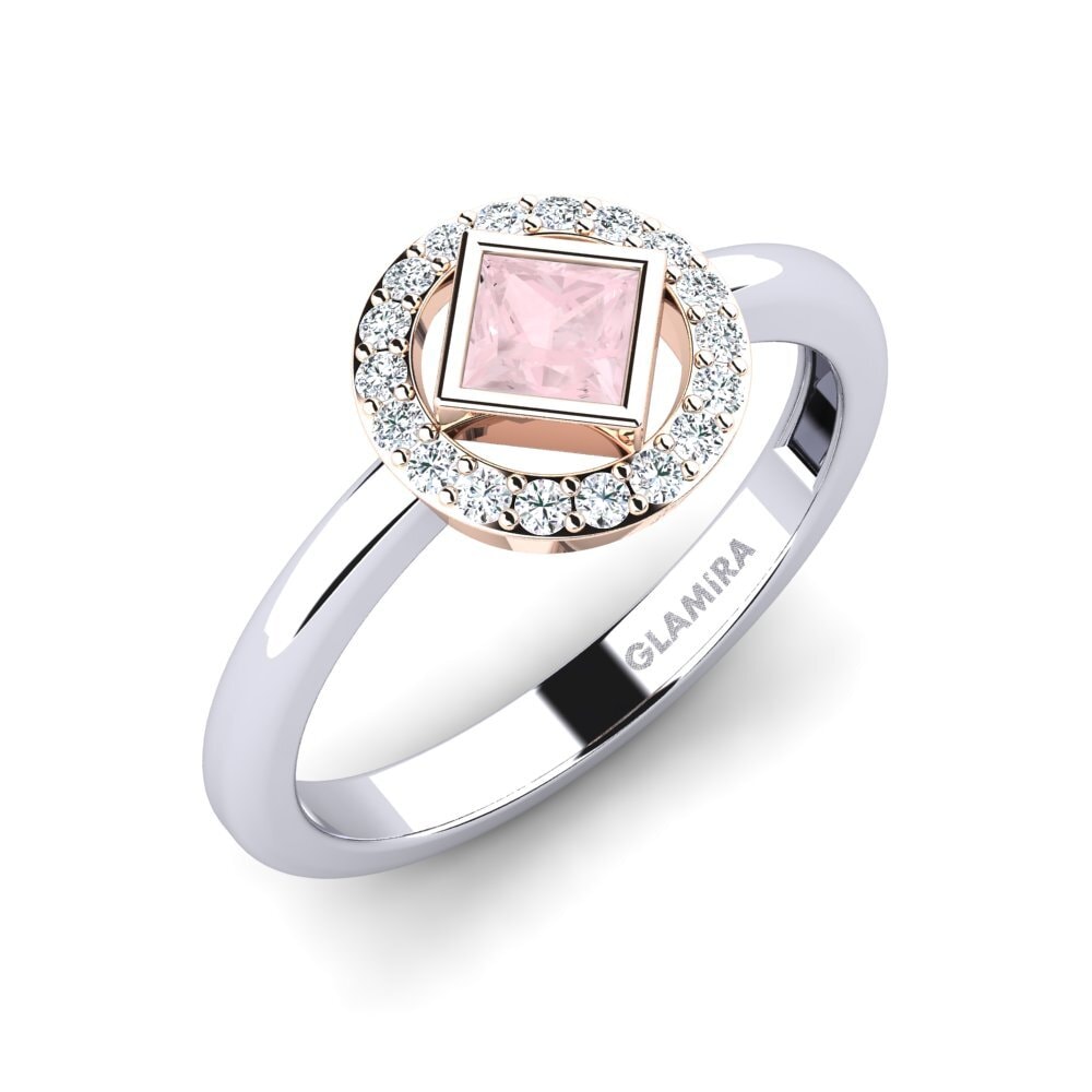 14ct White & Rose Gold Rose Quartz Engagement Ring Lantifices