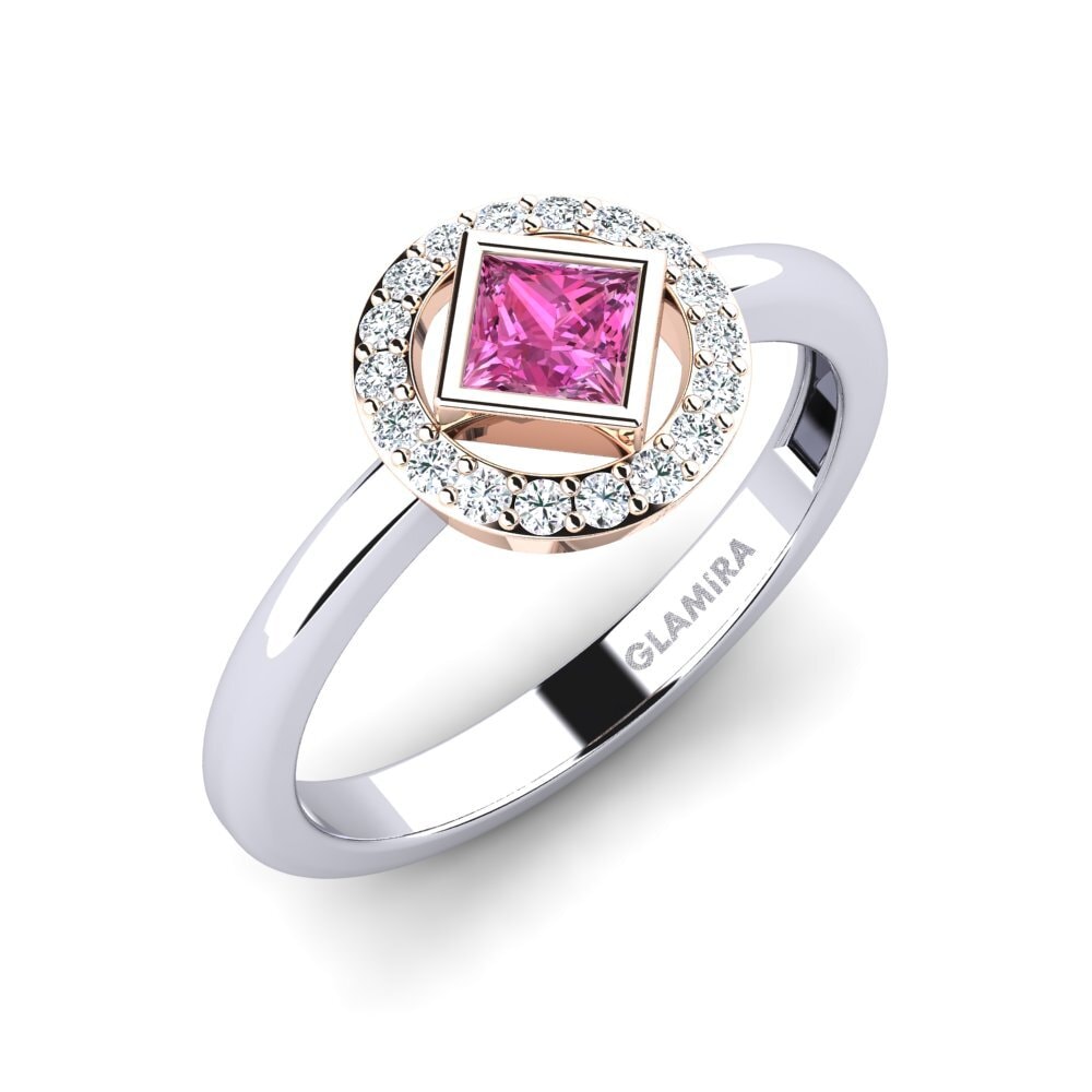14ct White & Rose Gold Pink Topaz Engagement Ring Lantifices
