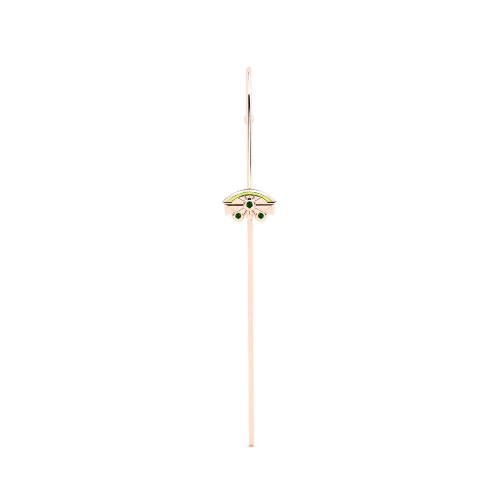 Rotgold 585 Grüner Zirkonia Ohrpiercings Lanu