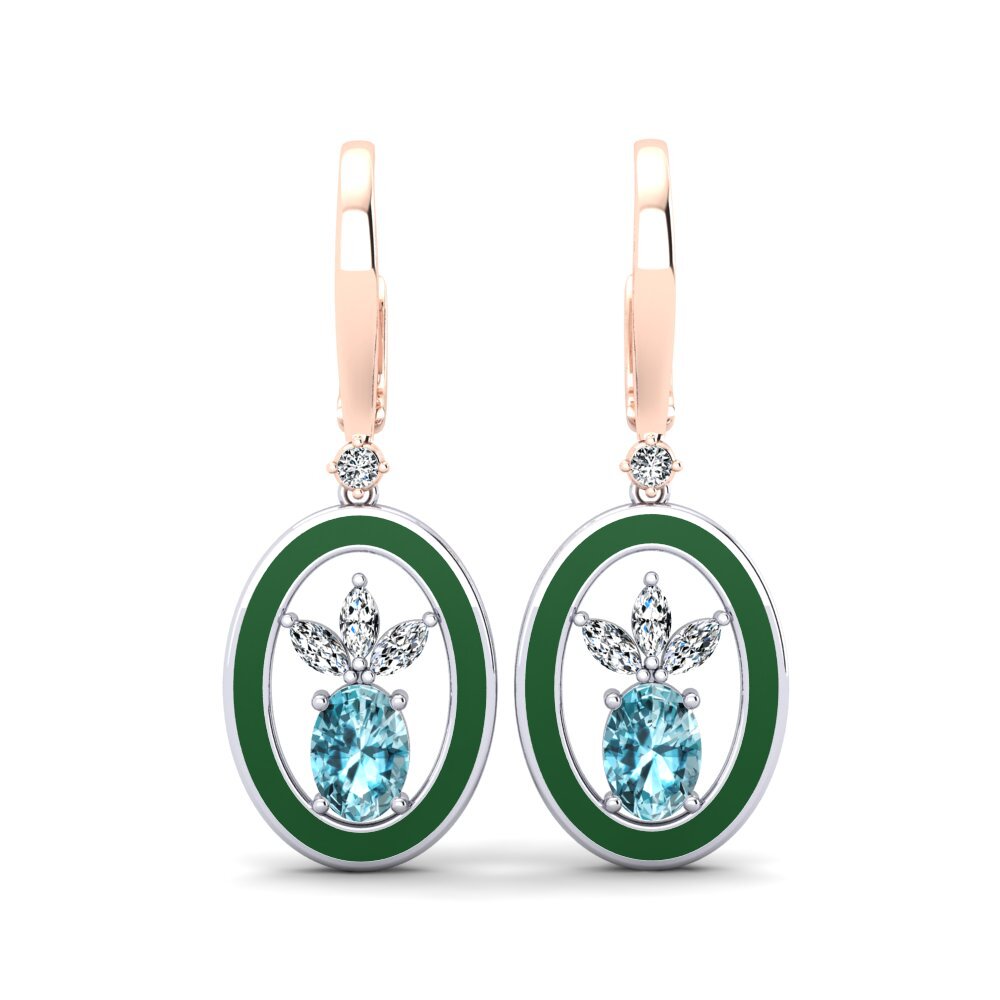 Pendientes Circón Azul Gotas y cuelgan