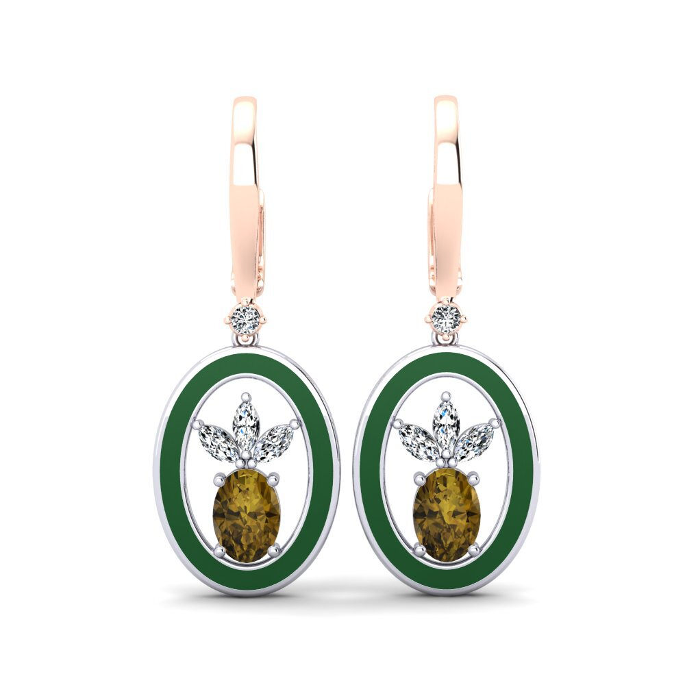 Pendientes Circón Marrón Gotas y cuelgan