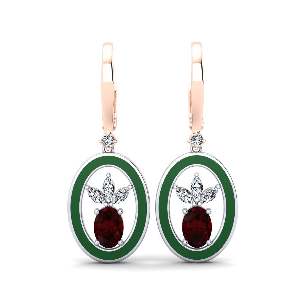 Pendientes Granate Gotas y cuelgan