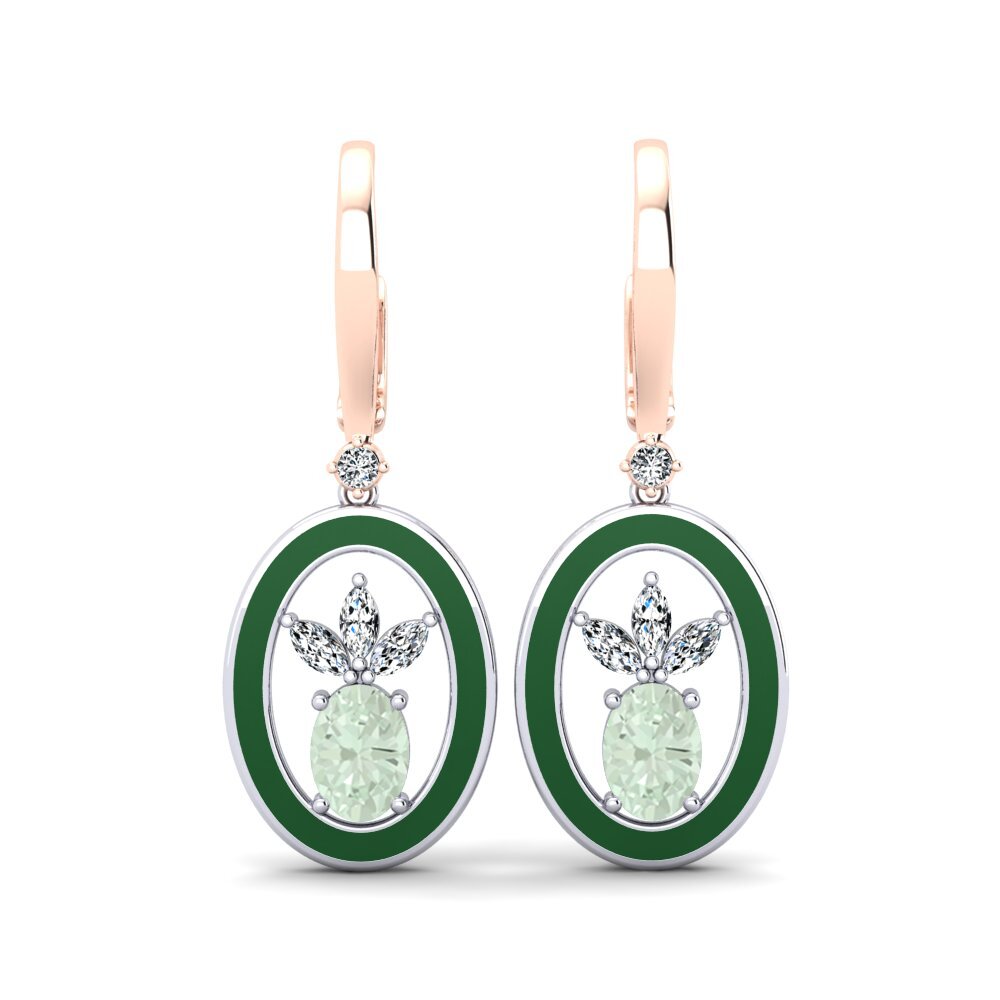 Pendientes Amatista verde Gotas y cuelgan