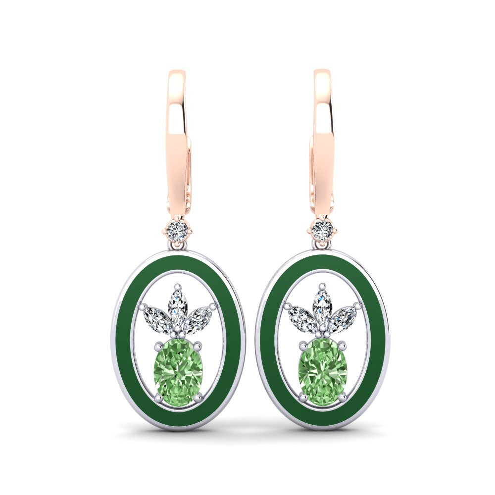 Pendientes Diamante Verde Gotas y cuelgan