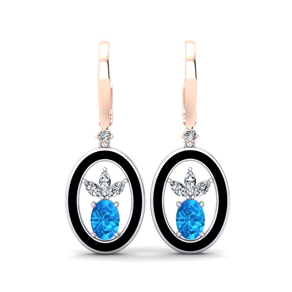 Pendientes Topacio azul Gotas y cuelgan