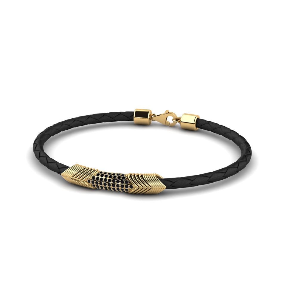 9ct Yellow Gold Black Onyx Men's Bracelet Lapras