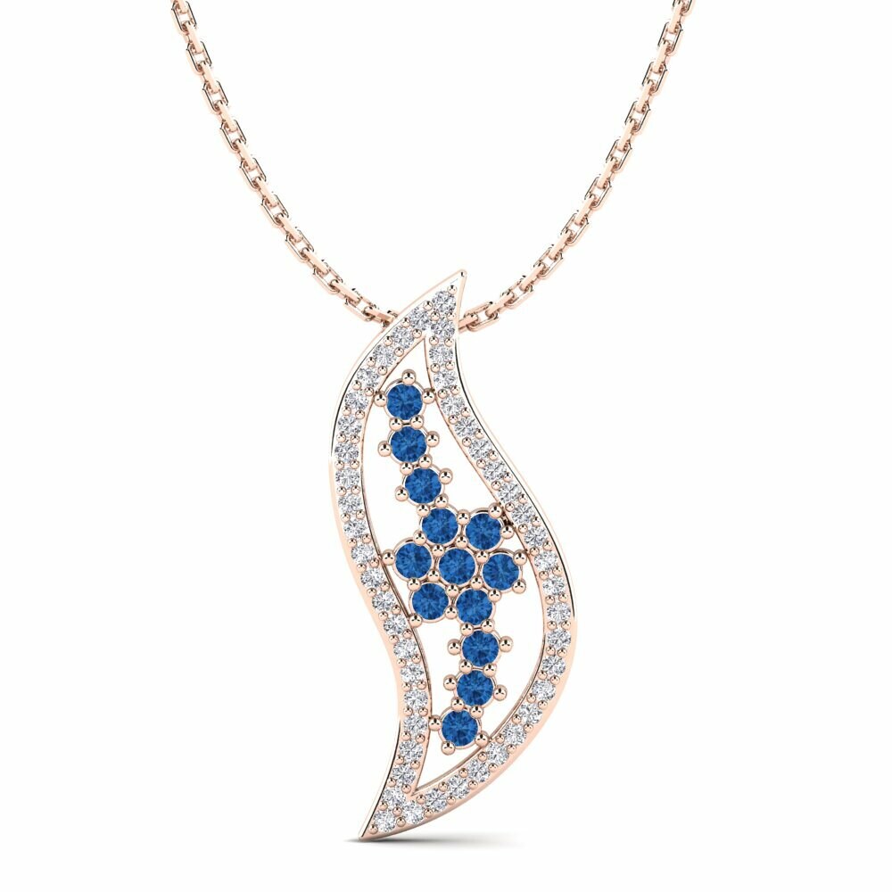 Vàng Hồng 9K Đá Zirconia Xanh Lam Mặt dây chuyền nữ Lara