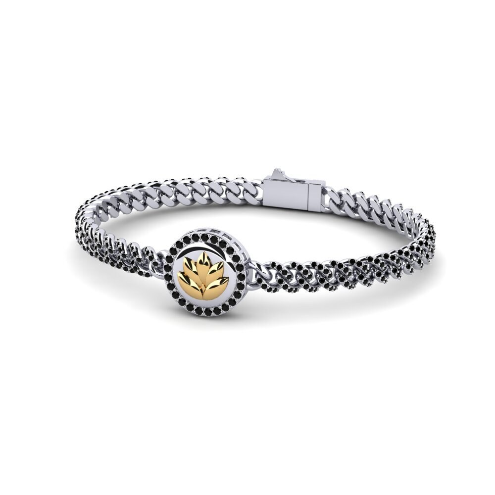 9ct White & Yellow Gold Black Diamond Women's Bracelet Laritione