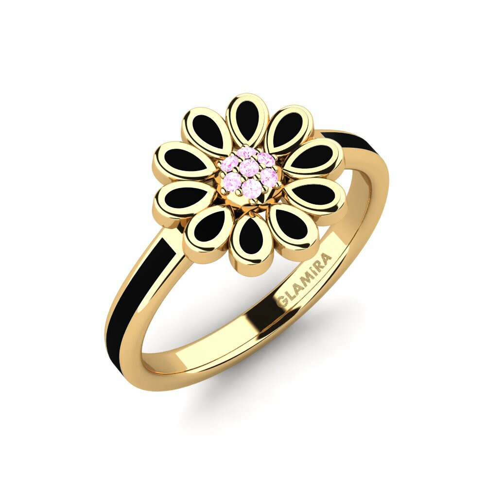 Or Jaune 14k Saphir Rose Bague Larry