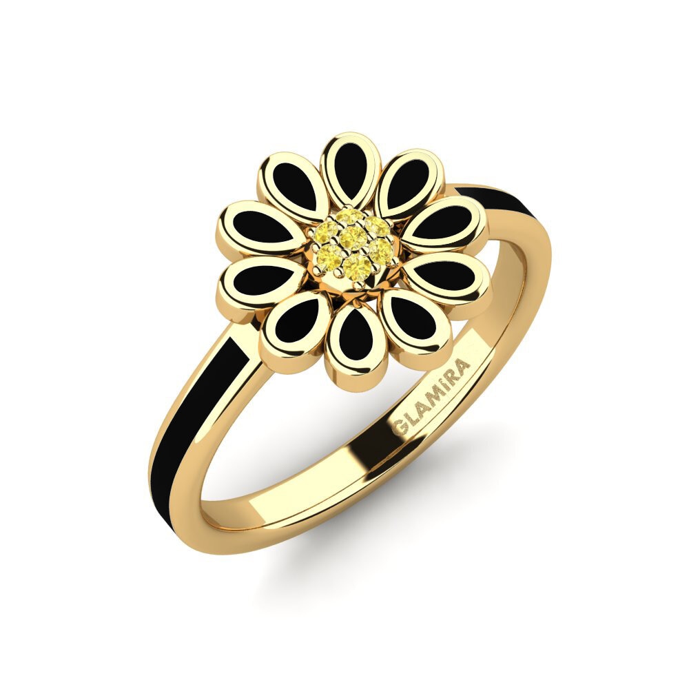 Or Jaune 9k Saphir Jaune Bague Larry