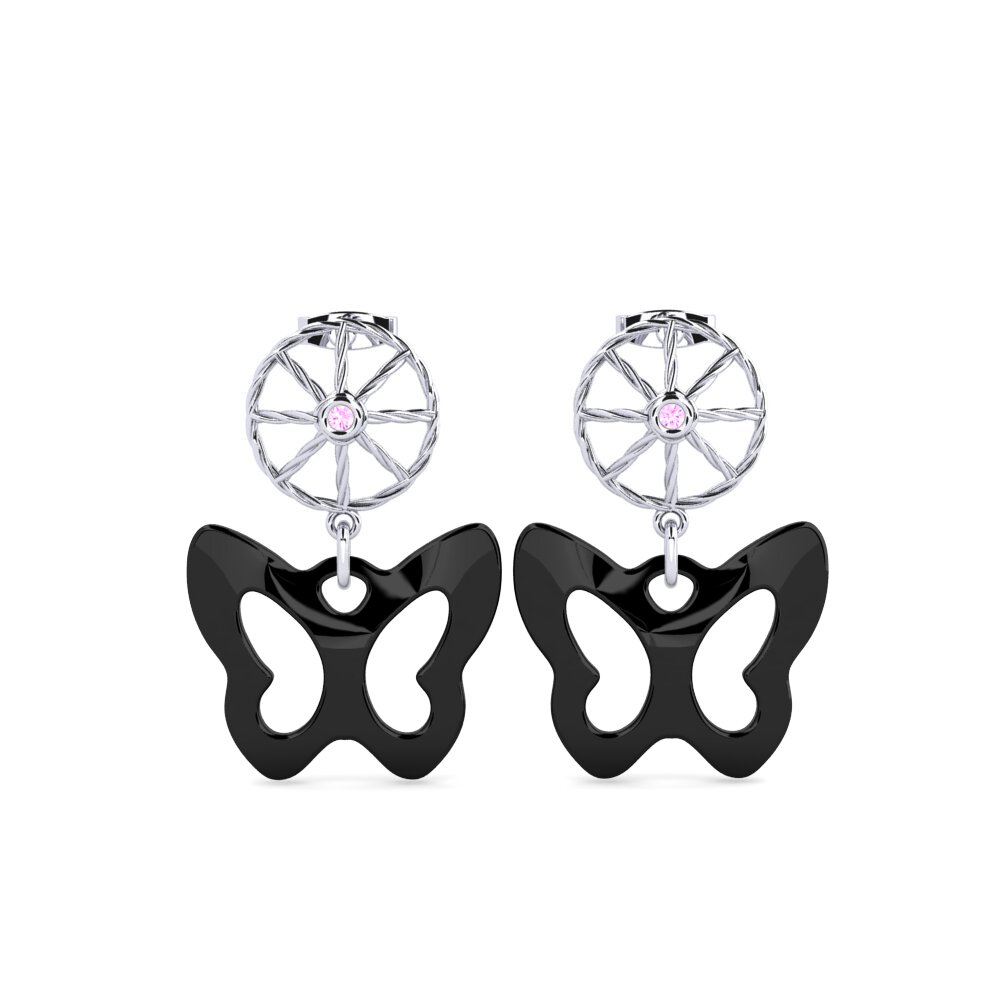 18ct White Gold Pink Sapphire Women's Earring Lasater