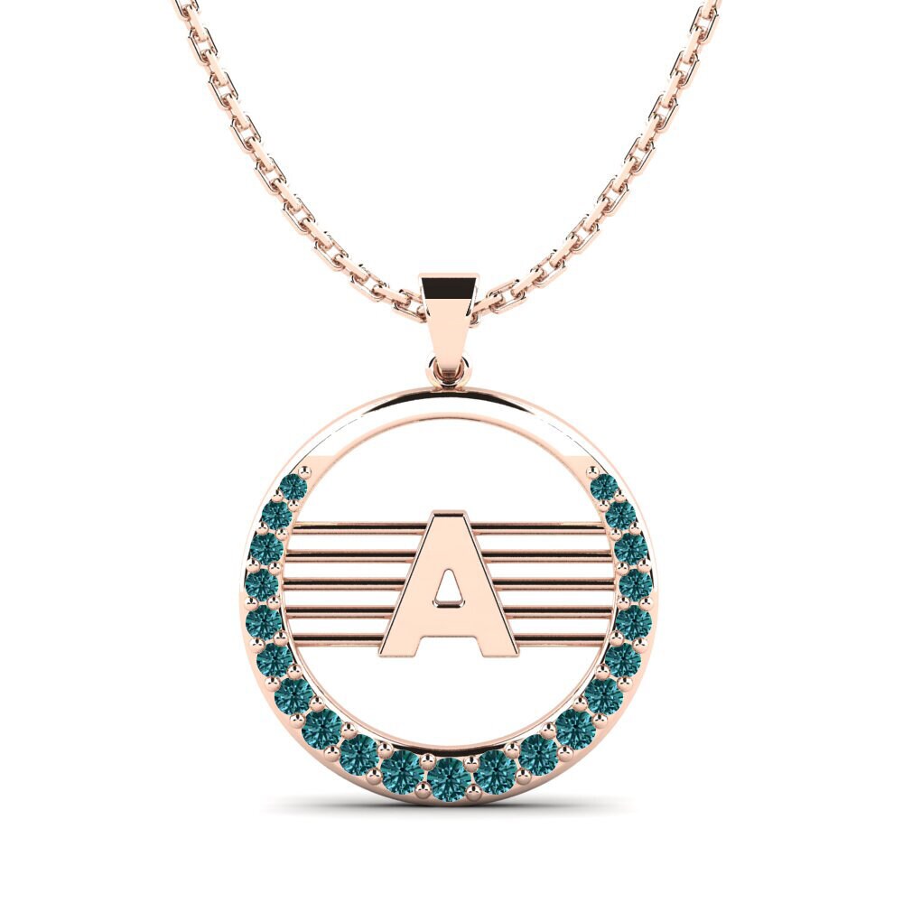 Rotgold 585 Blauer Diamant Damen anhänger Lashon A
