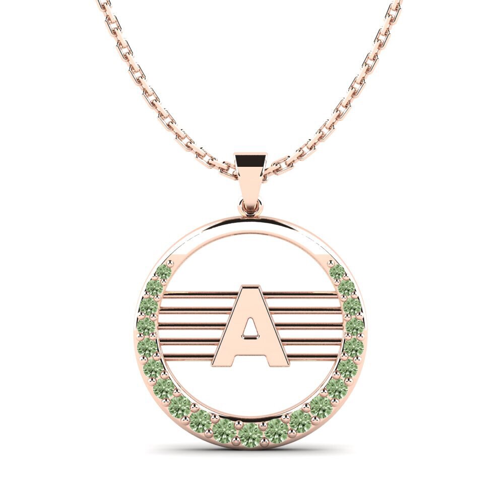 Rotgold 585 Grüner Diamant Damen anhänger Lashon A