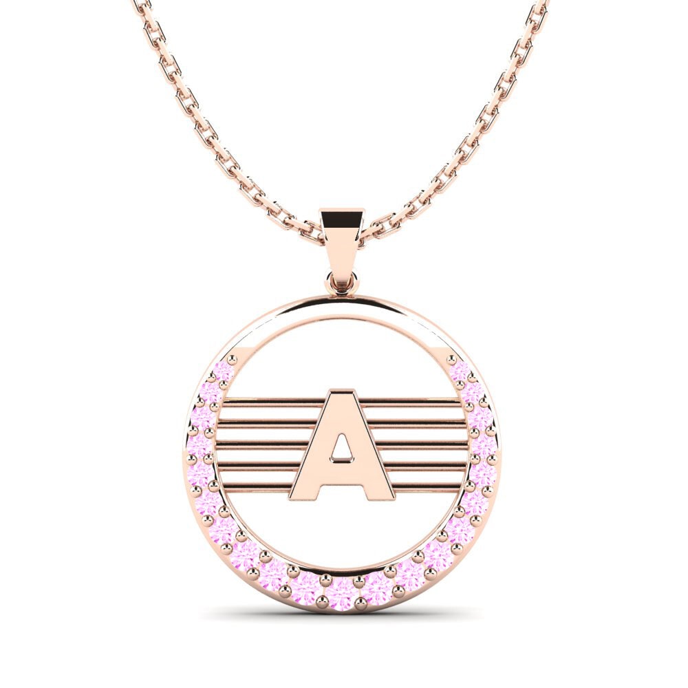 Rotgold 585 Rosa Saphir Damen anhänger Lashon A