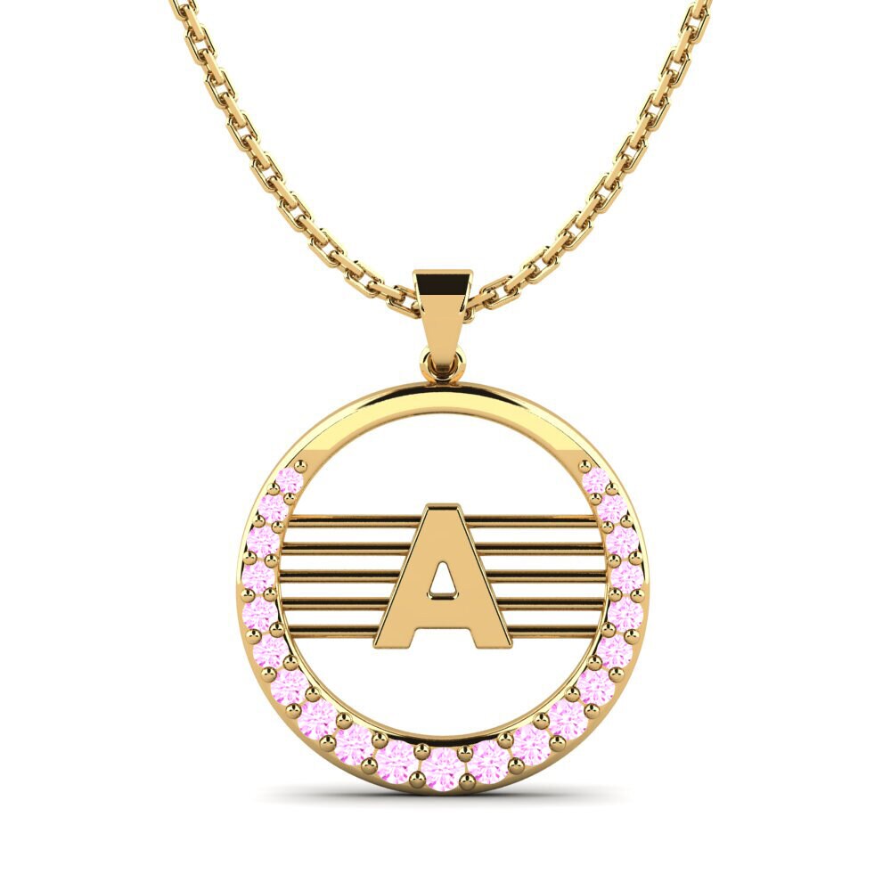 Gelbgold 585 Rosa Saphir Damen anhänger Lashon A