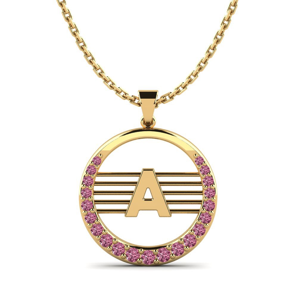14k Oro Amarillo Granate Rhodolite Colgante de Mujer Lashon A