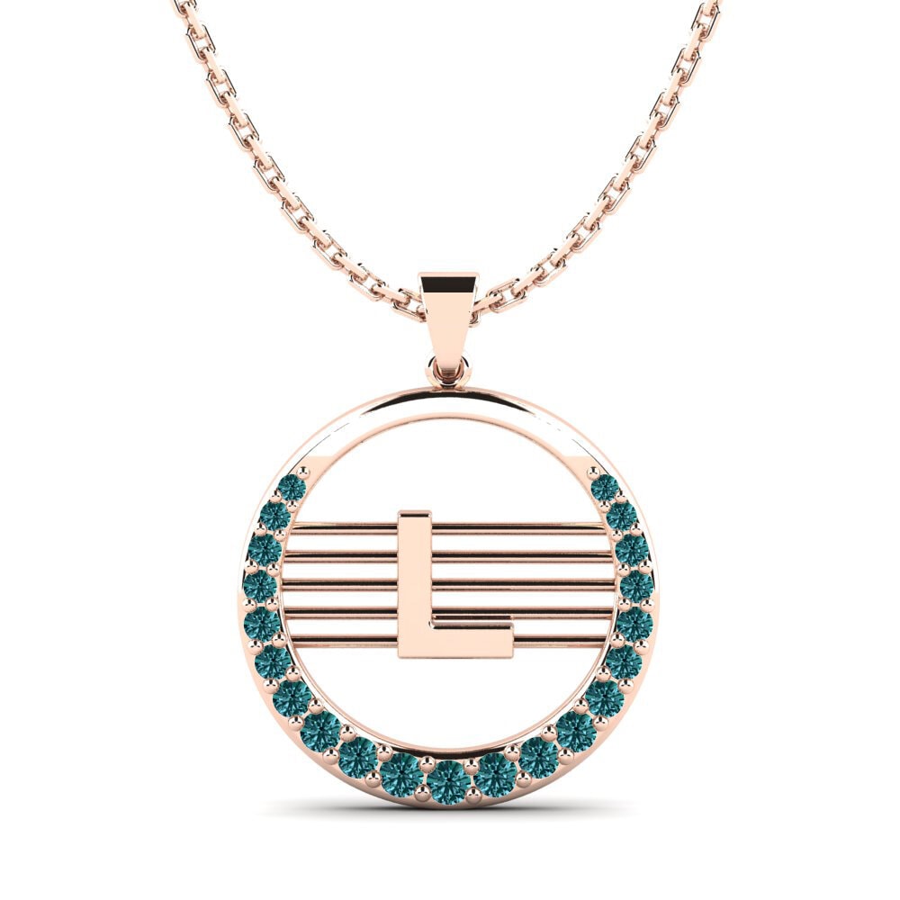 Rotgold 585 Blauer Diamant Damen anhänger Lashon L