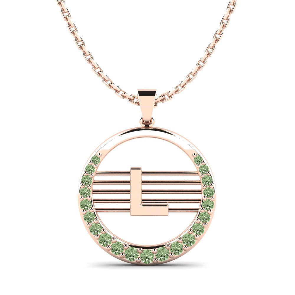 Rotgold 585 Grüner Diamant Damen anhänger Lashon L