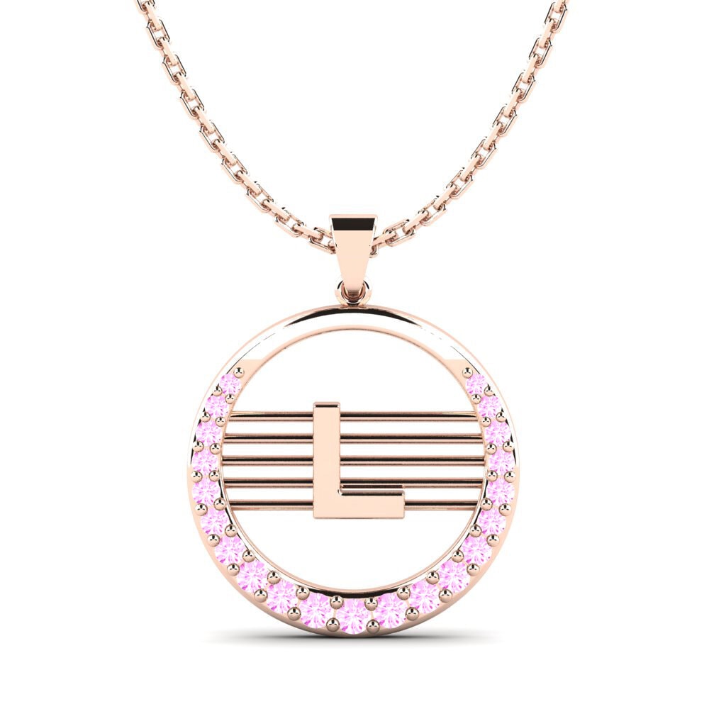 Rotgold 585 Rosa Saphir Damen anhänger Lashon L