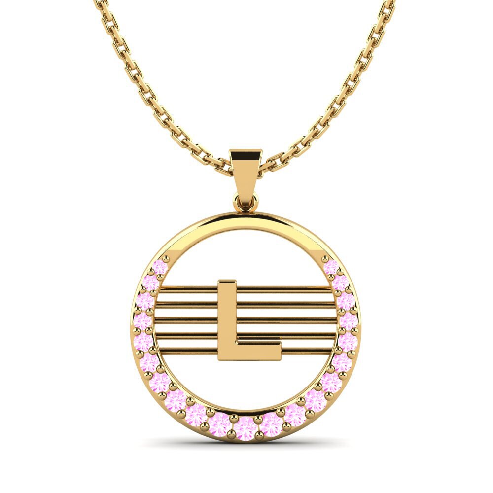 Gelbgold 585 Rosa Saphir Damen anhänger Lashon L