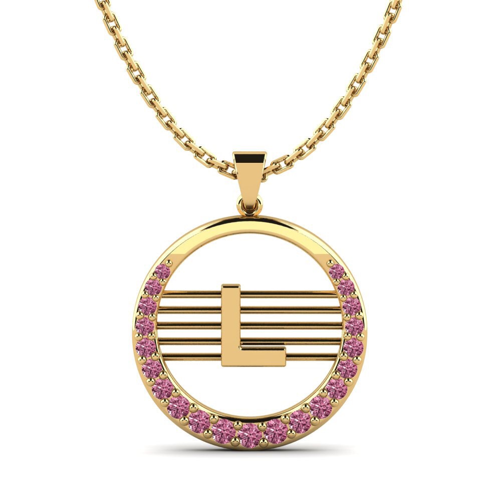 14k Oro Amarillo Granate Rhodolite Colgante de Mujer Lashon L