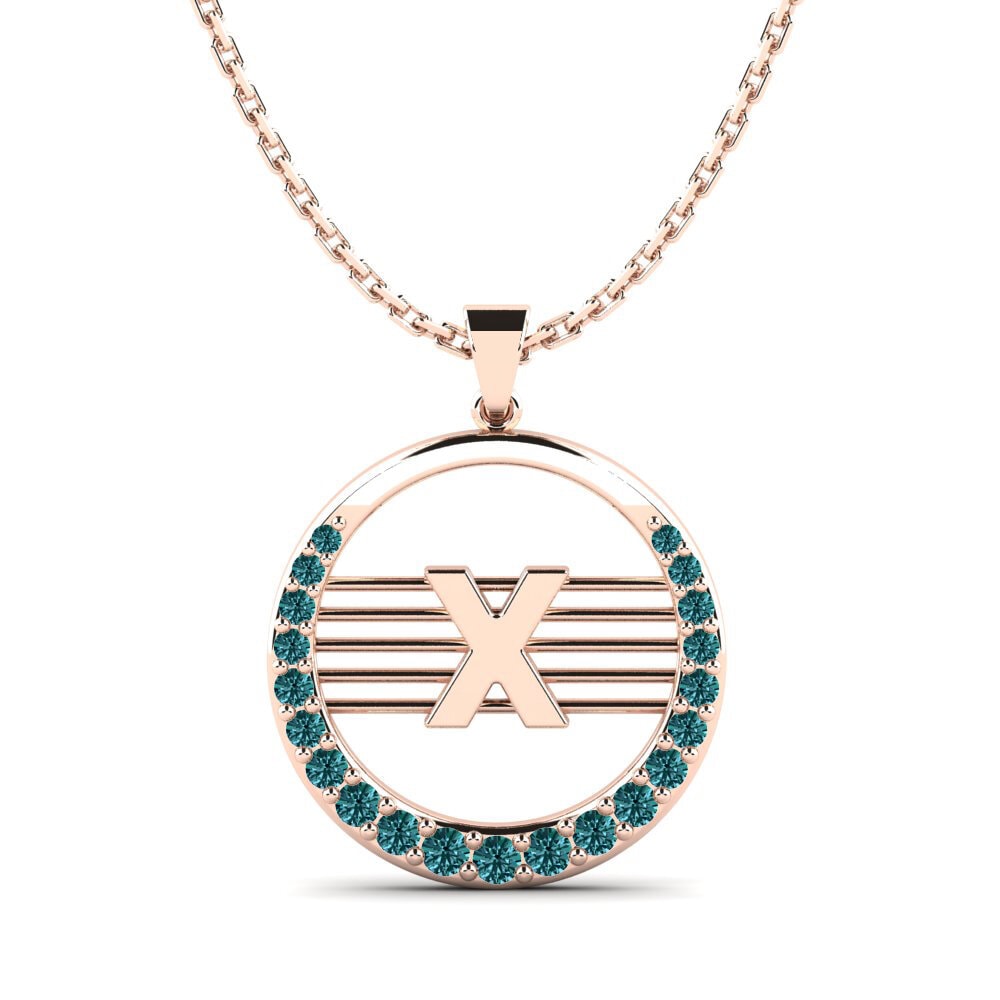 Rotgold 585 Blauer Diamant Damen anhänger Lashon X