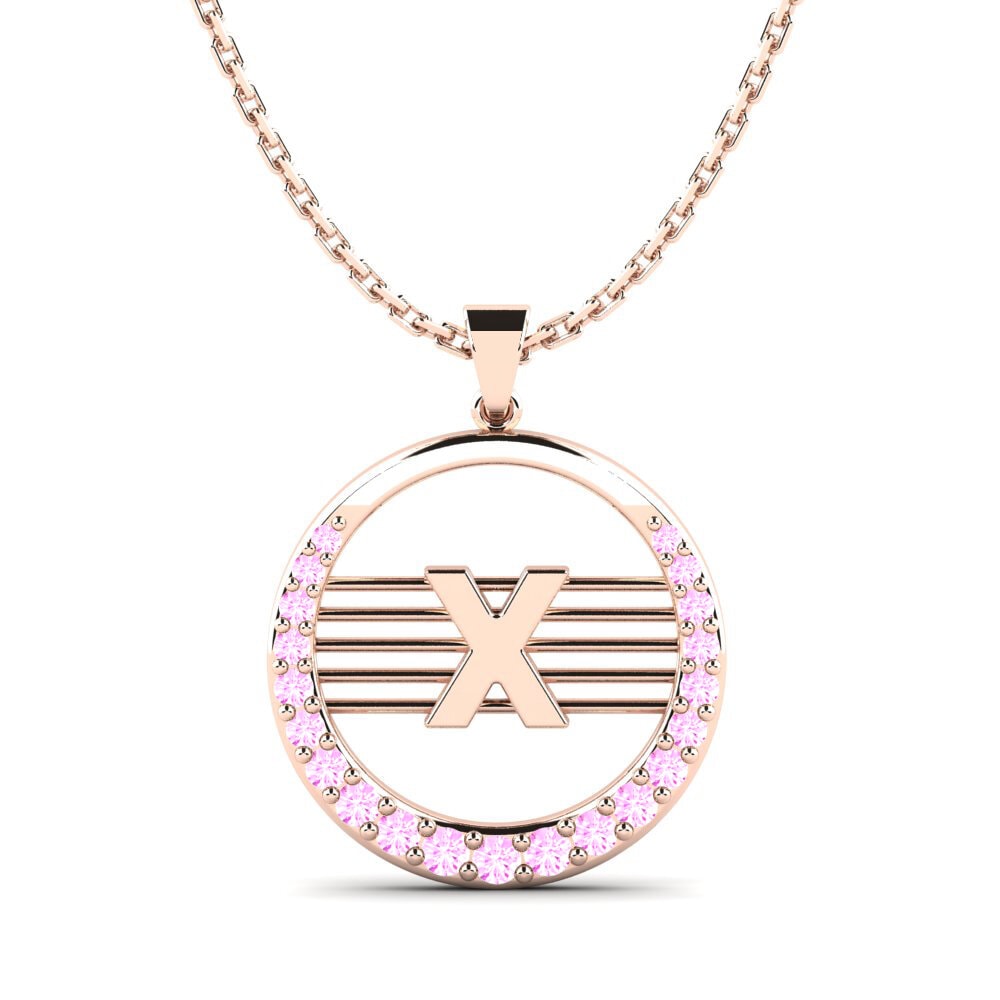 Rotgold 585 Rosa Saphir Damen anhänger Lashon X