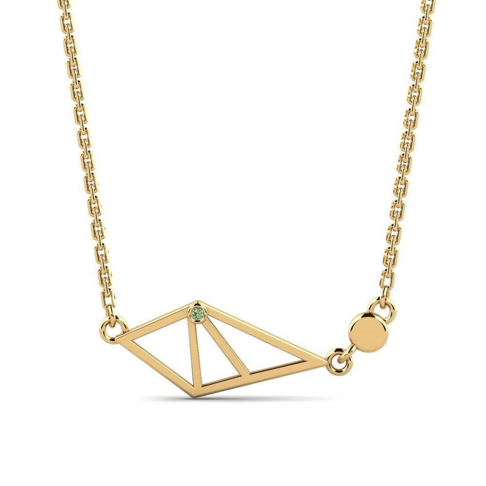 14k Oro Amarillo Diamante Verde Collar de Mujer Lasonyan