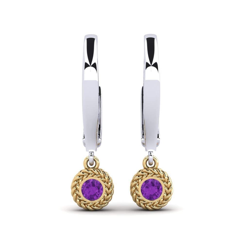 9ct White & Yellow Gold Amethyst Women's Earring Latabian