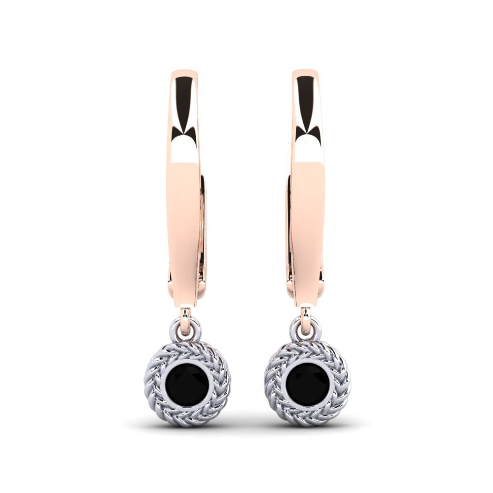 9ct Rose & White Gold Black Onyx Women's Earring Latabian