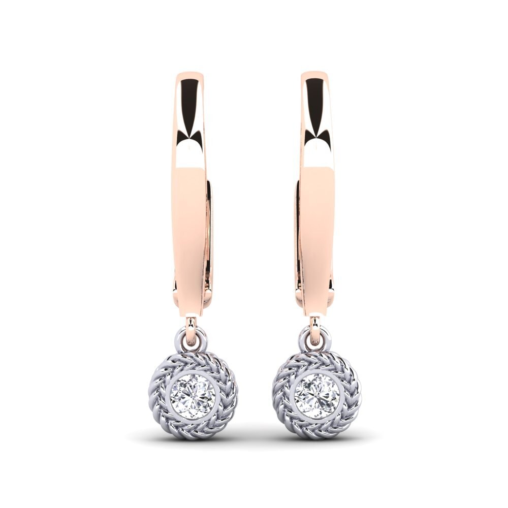 9ct Rose & White Gold Diamond Women's Earring Latabian