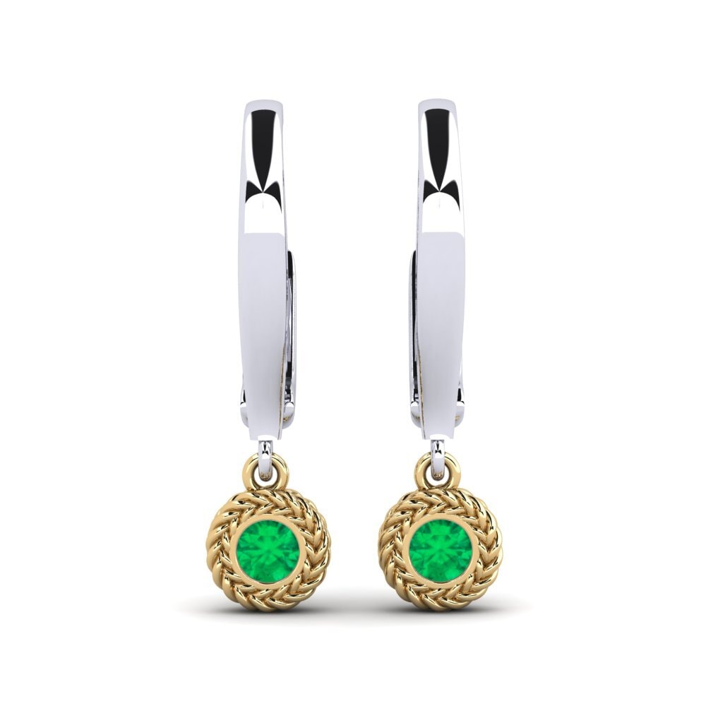 9ct White & Yellow Gold Emerald Women's Earring Latabian