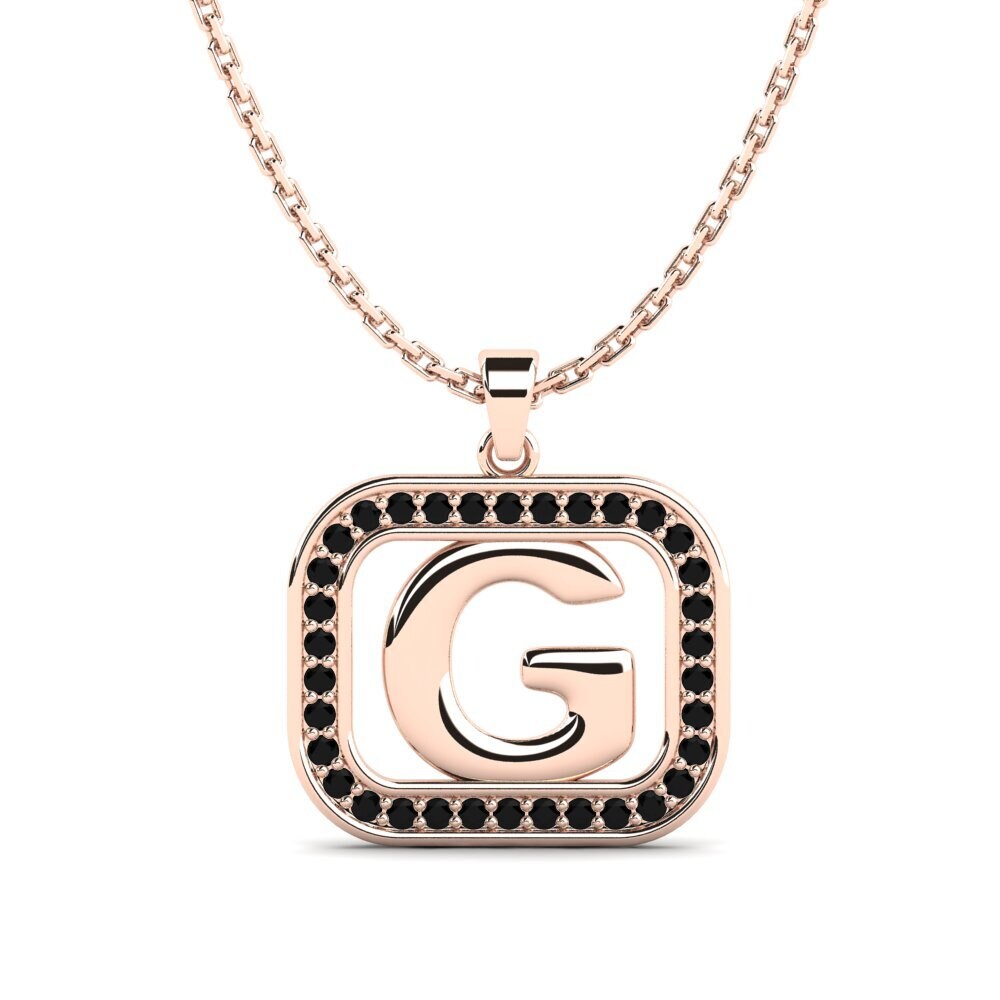 Rotgold 750 Schwarzer Onyx Damen anhänger Latamsea - G