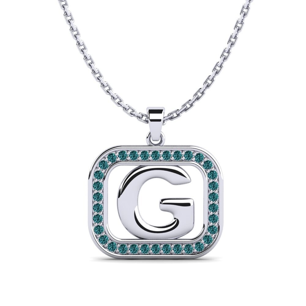 Weißgold 375 Blauer Diamant Damen anhänger Latamsea - G