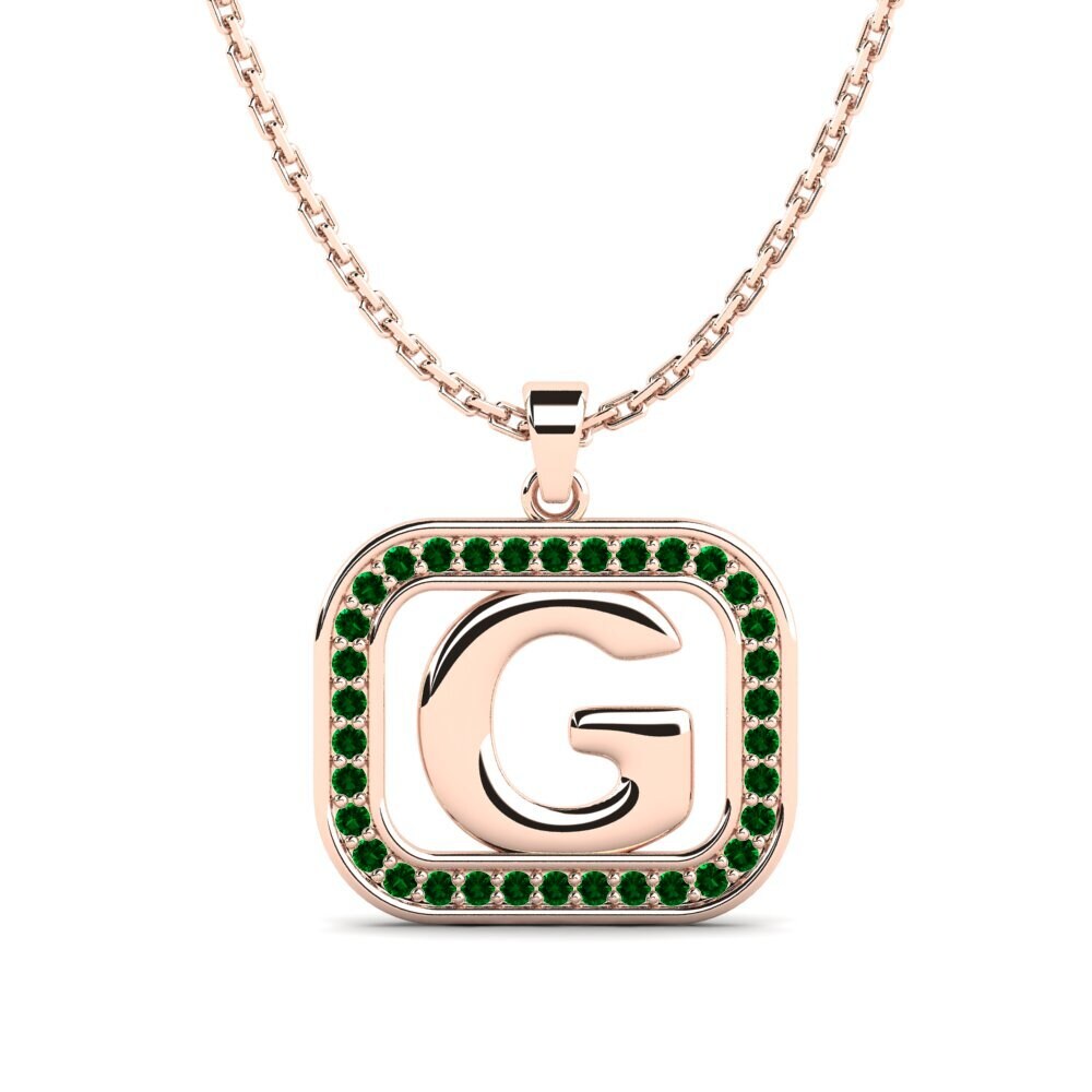 Rotgold 585 Grüner Zirkonia Damen anhänger Latamsea - G