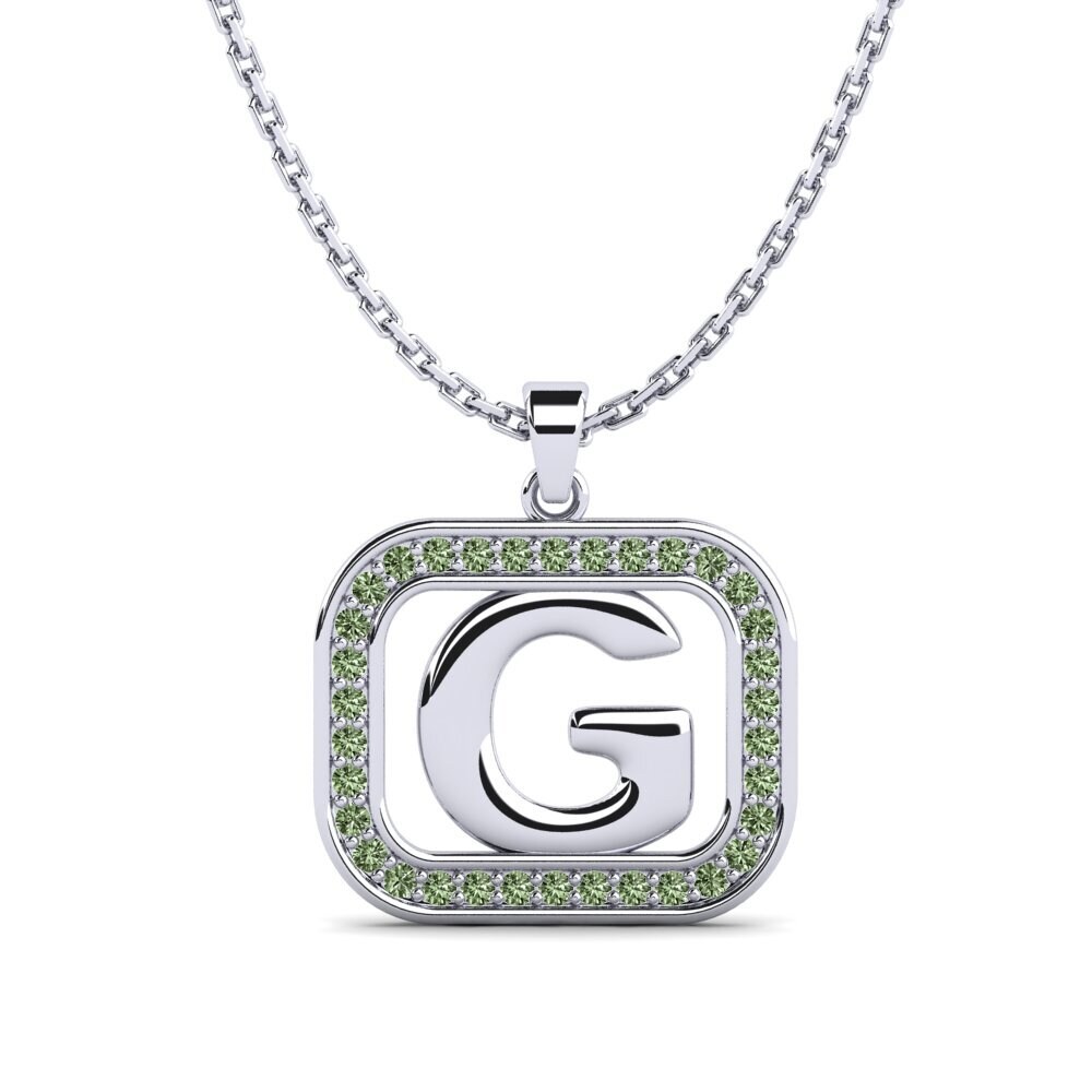 Weißgold 375 Grüner Diamant Damen anhänger Latamsea - G