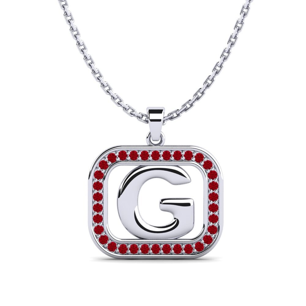 Weißgold 750 Roter Zirkonia Damen anhänger Latamsea - G