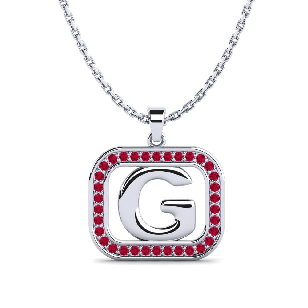 950 Palladium Rubin Damen anhänger Latamsea - G