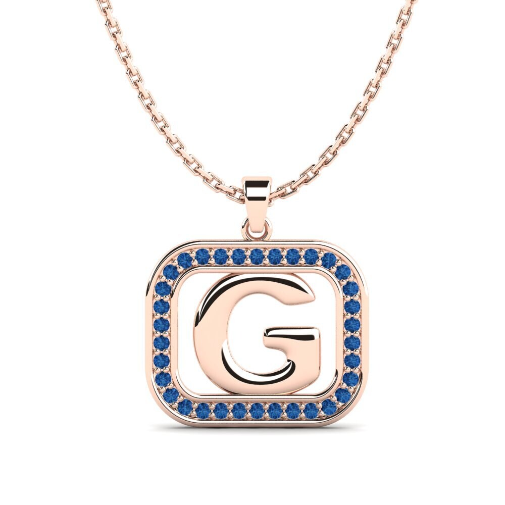 Rotgold 585 Dunkelblauer Zirkonia Damen anhänger Latamsea - G