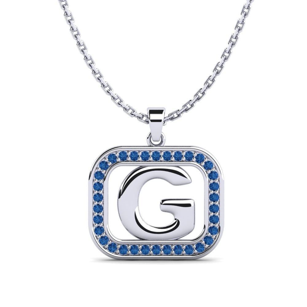 Weißgold 375 Dunkelblauer Zirkonia Damen anhänger Latamsea - G