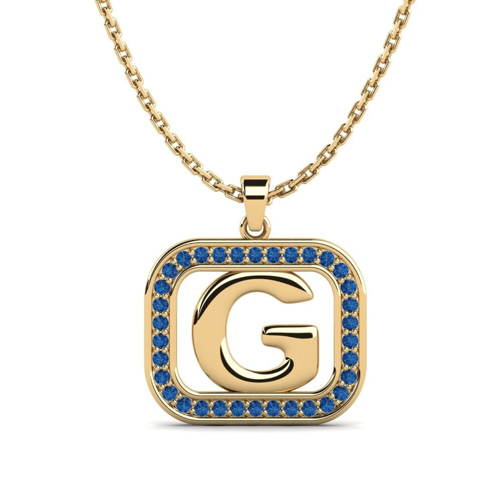 Gelbgold 750 Dunkelblauer Zirkonia Damen anhänger Latamsea - G