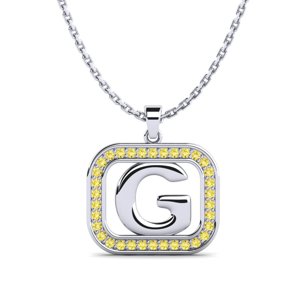 950 Platin Gelber Saphir Damen anhänger Latamsea - G