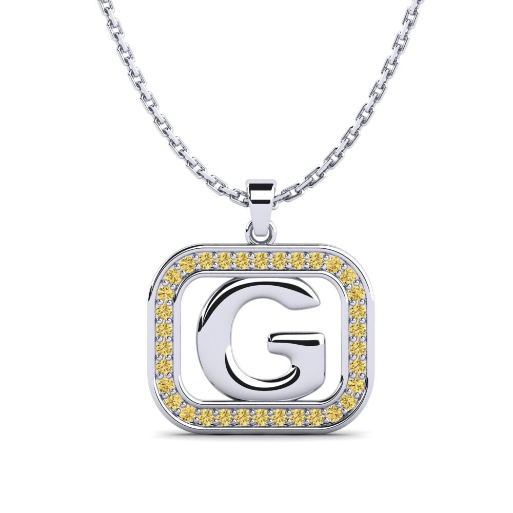 Weißgold 375 Gelber Diamant Damen anhänger Latamsea - G