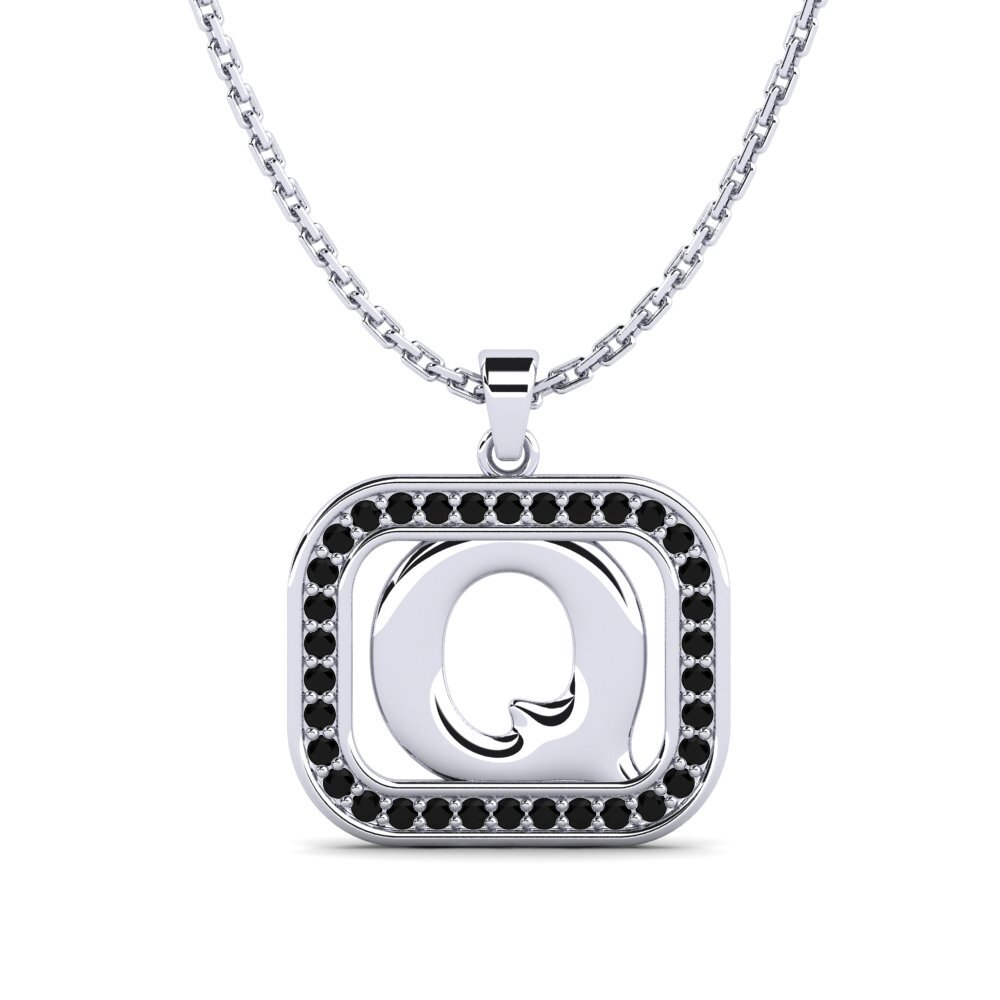 950 Palladium Schwarzer Saphir Damen anhänger Latamsea - Q