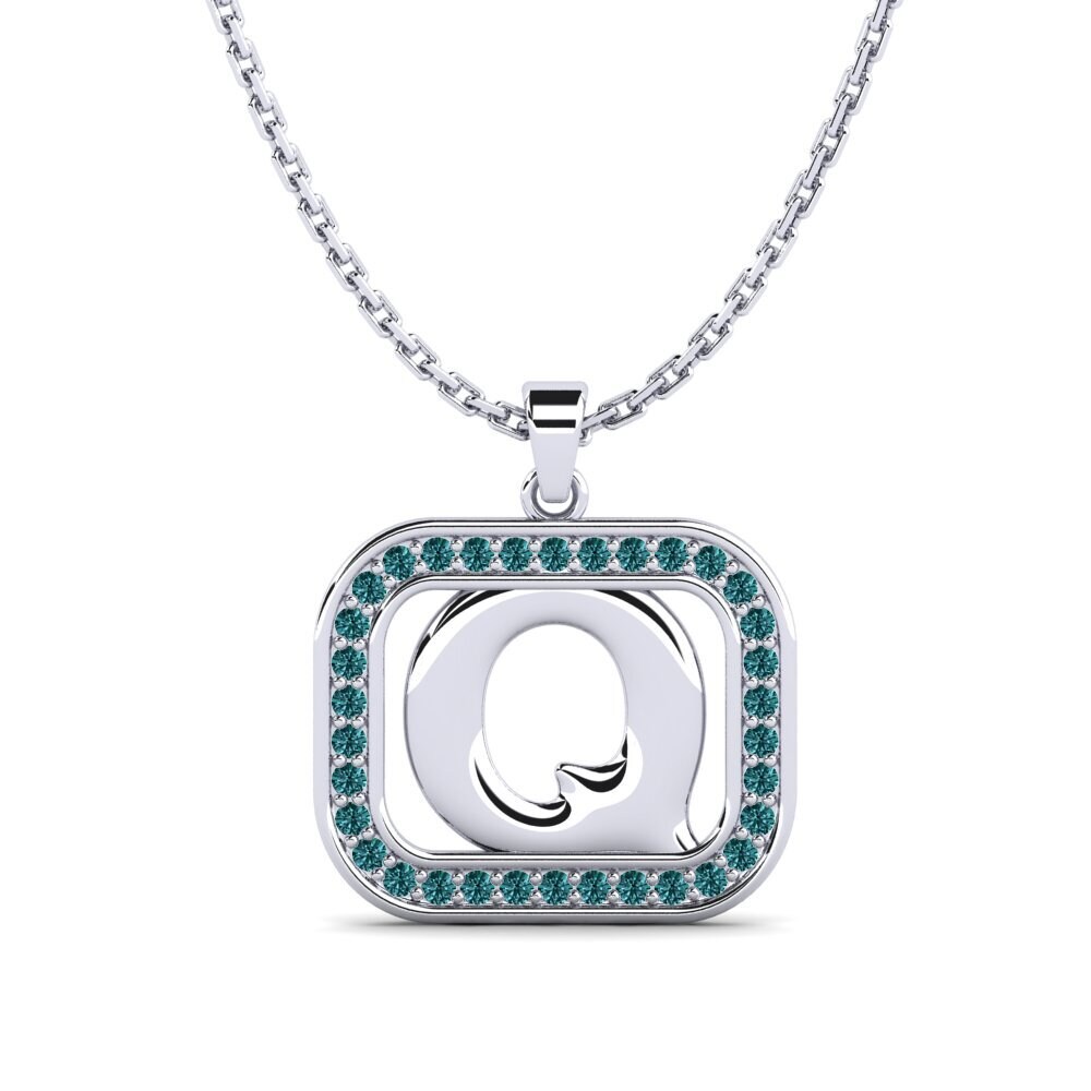 Weißgold 375 Blauer Diamant Damen anhänger Latamsea - Q